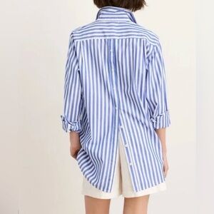 Alex Mill Jane Button Back Shirt in Blue and White Bold Stripe Medium - NWT